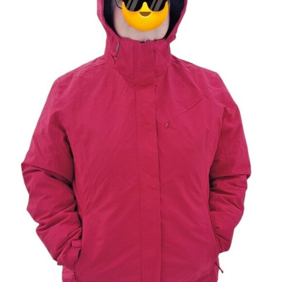 LANDS END Jacket Classic Squall Coat Womens L 14/16 Detachable Hood Raspberry - Picture 2 of 11